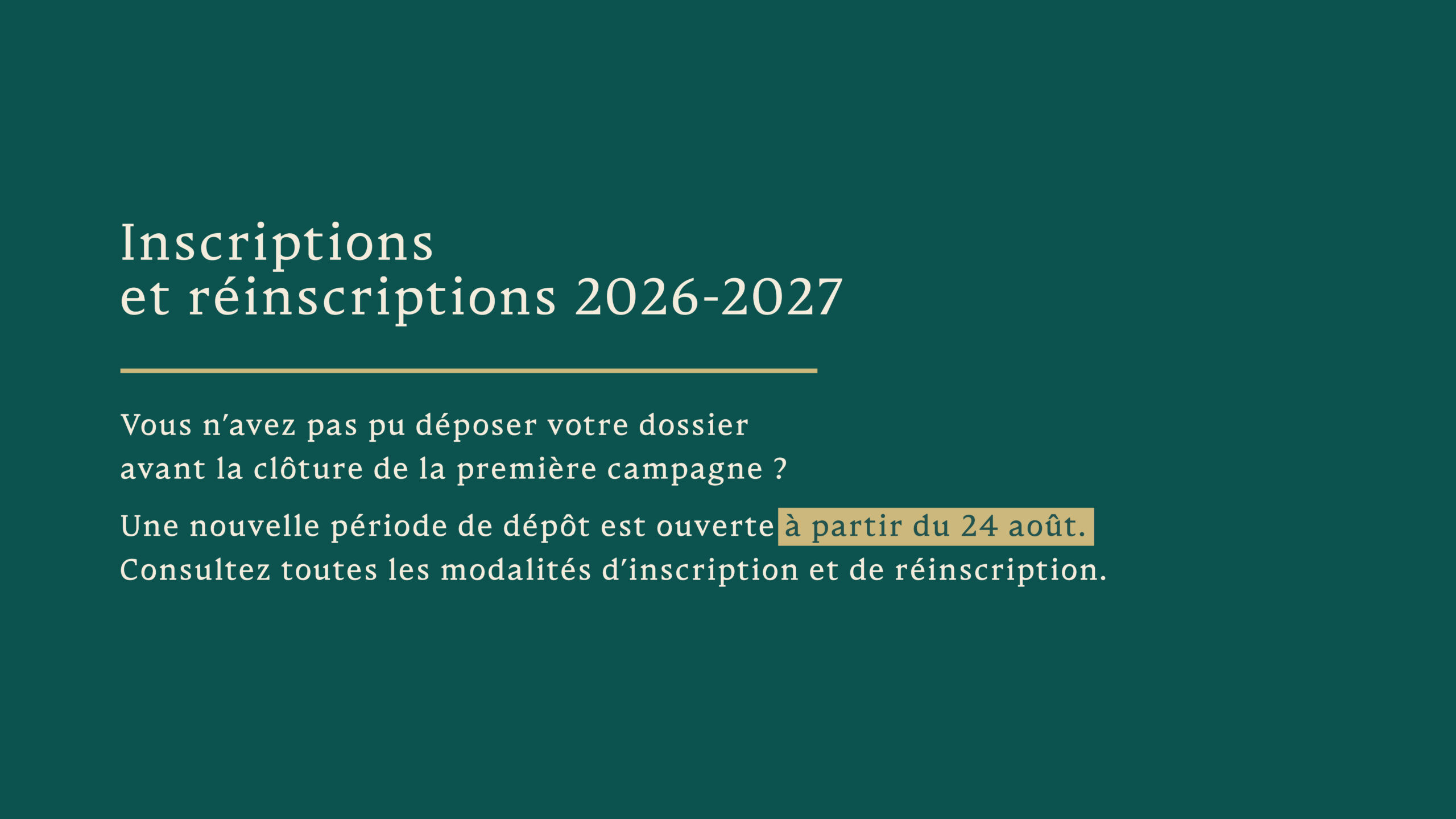 Inscriptions et réinscriptions 2026