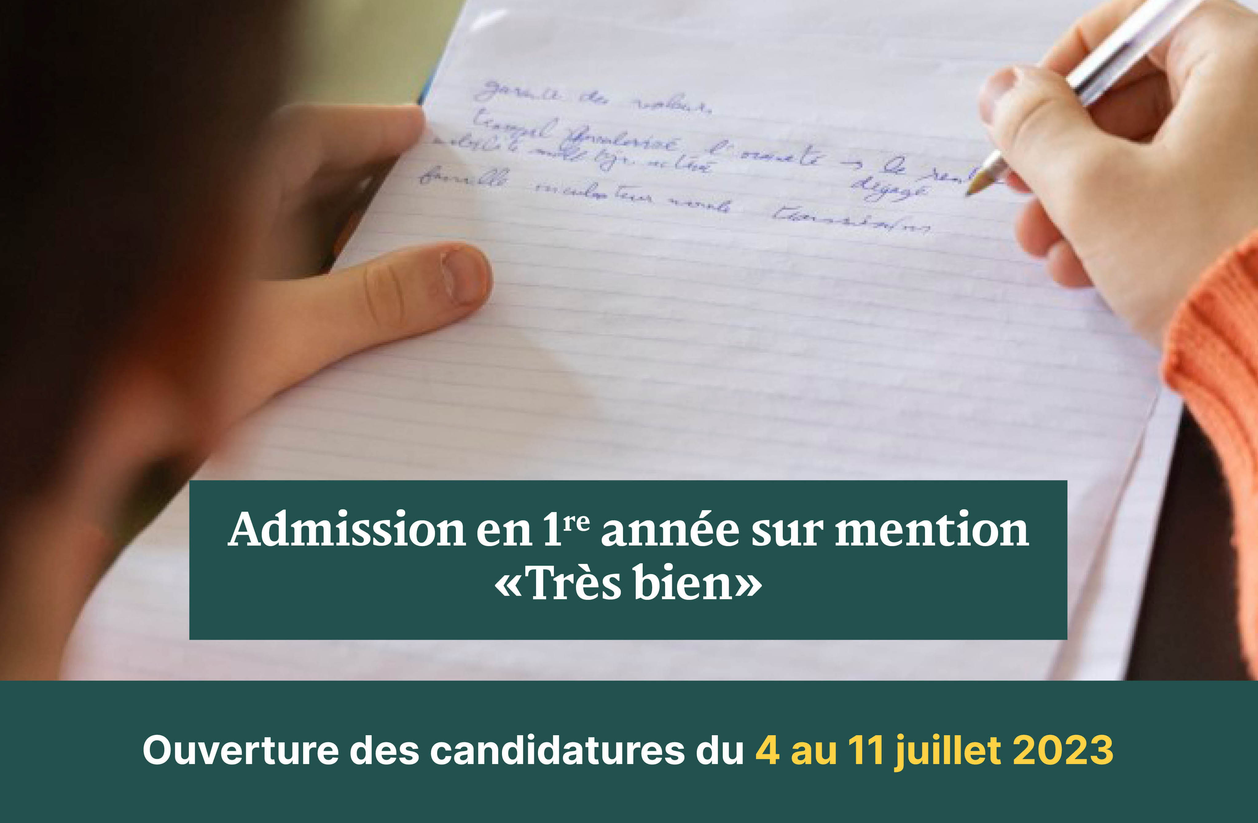 Actu - Admission en 1re année sur mention TB